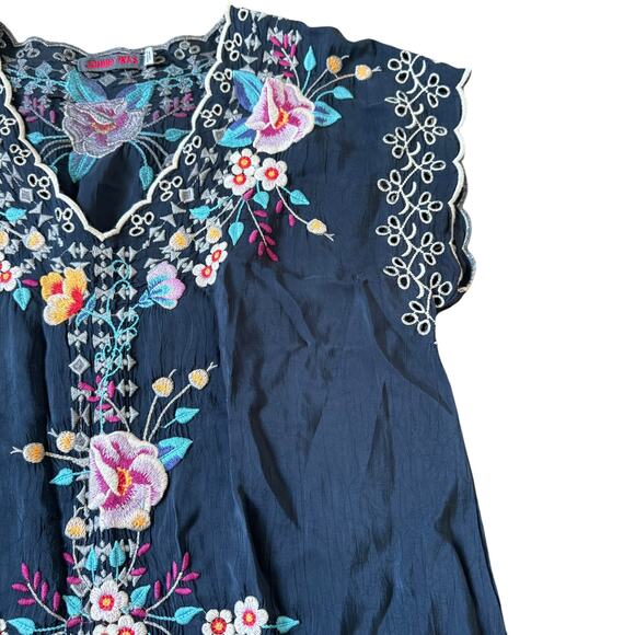 Johnny Was Embroidered Mini Dress Navy - Picture 6 of 12